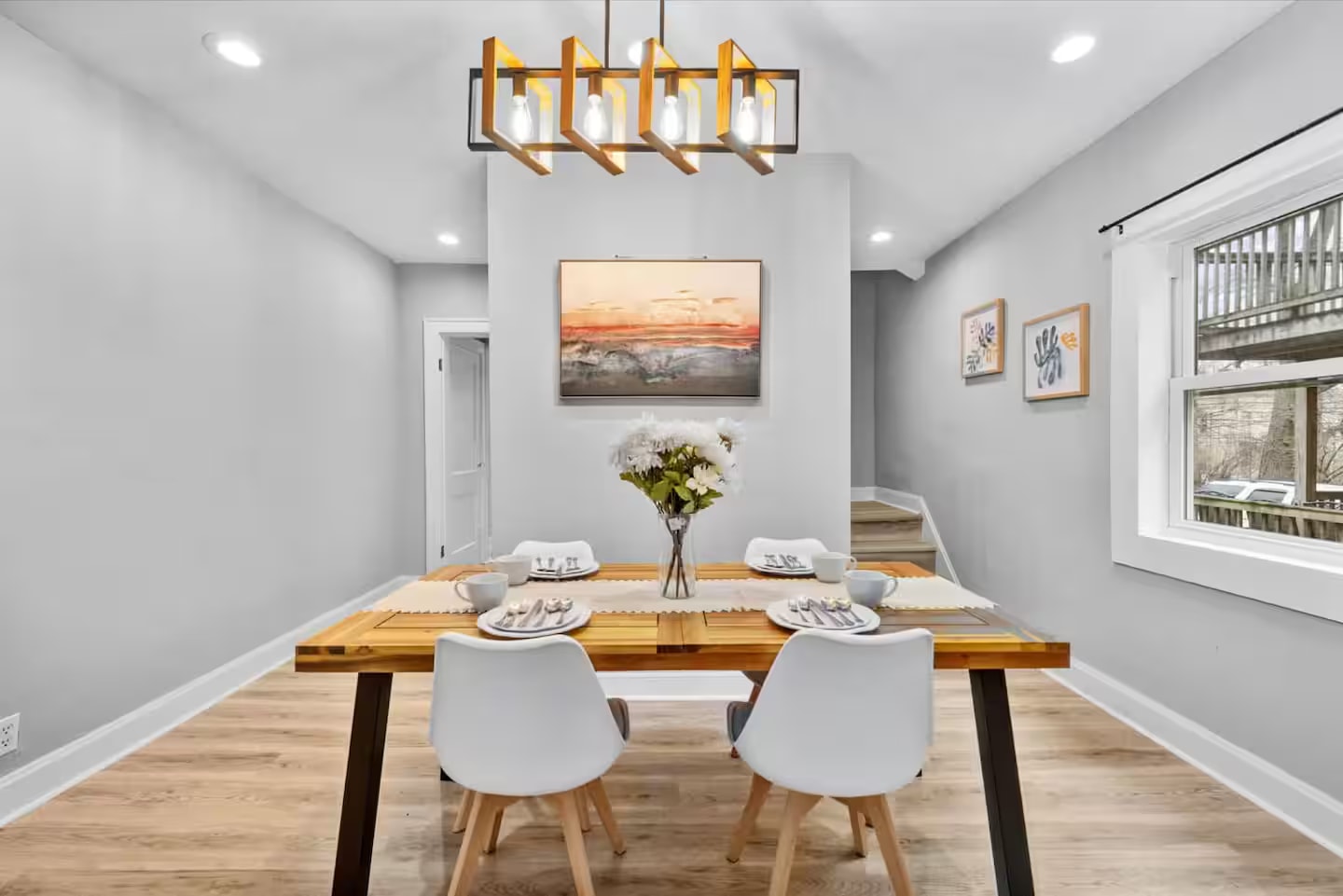 Modern dining room in the Columbus rental home